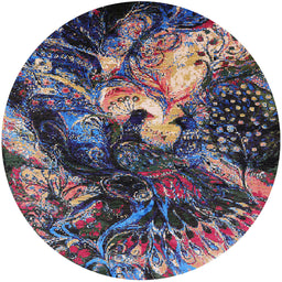 Round Machine Washable Industrial Modern Purple Lily Purple Rug, wshurb2124