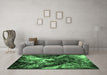 Machine Washable Oriental Emerald Green Industrial Area Rugs in a Living Room,, wshurb2124emgrn