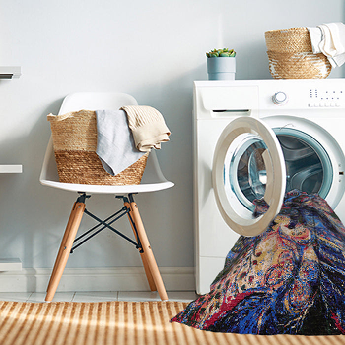 Machine Washable Industrial Modern Purple Lily Purple Rug in a Washing Machine, wshurb2124