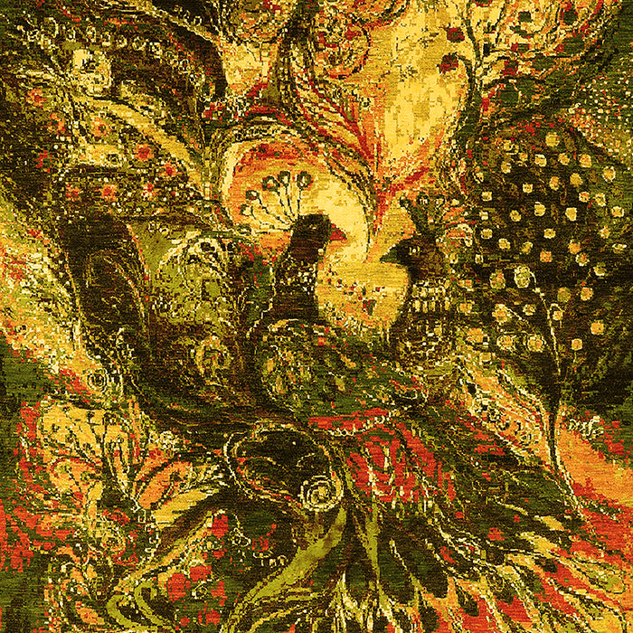 Machine Washable Oriental Yellow Industrial Rug, wshurb2124yw