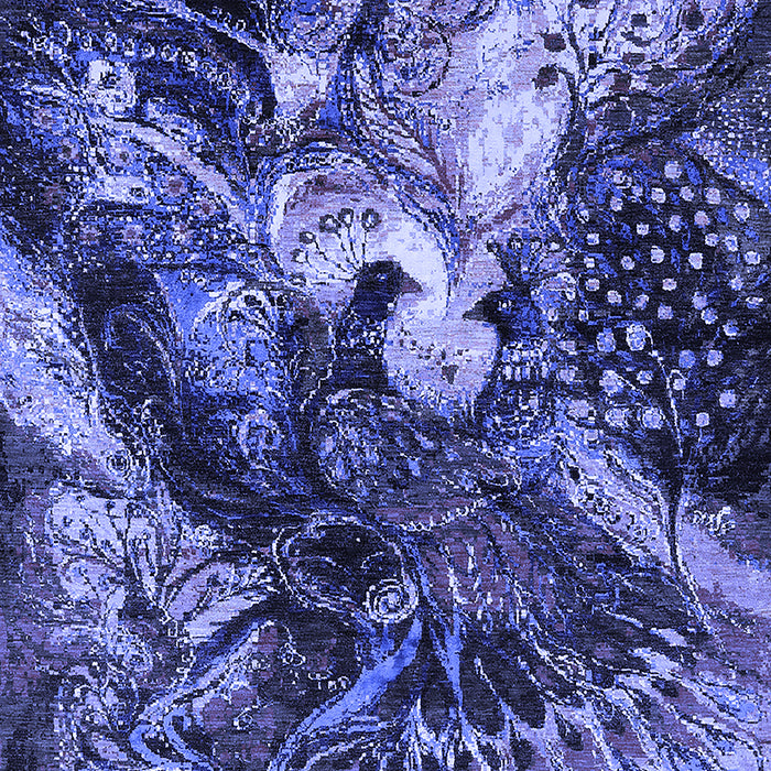 Machine Washable Oriental Blue Industrial Rug, wshurb2124blu