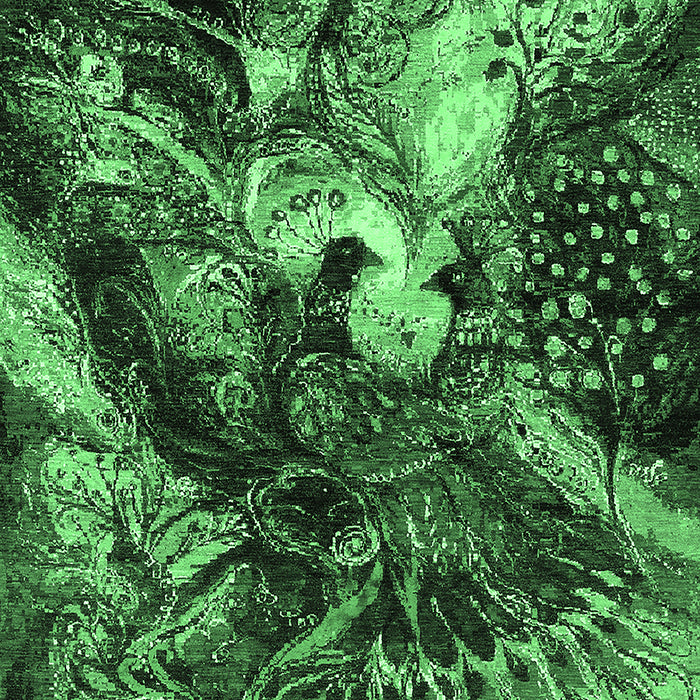 Machine Washable Oriental Emerald Green Industrial Area Rugs, wshurb2124emgrn