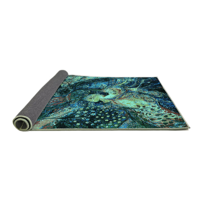 Sideview of Oriental Turquoise Industrial Rug, urb2124turq
