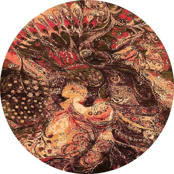 Round Oriental Orange Industrial Rug, urb2124org