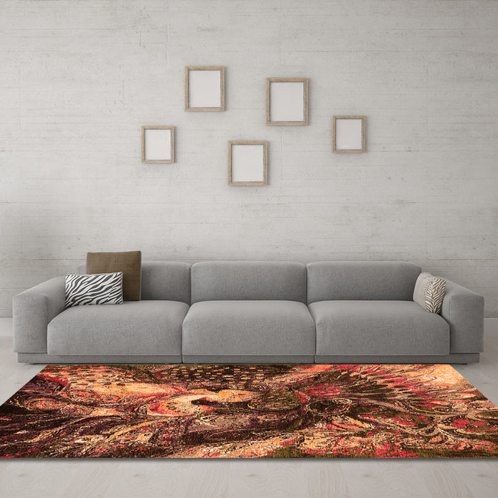 Machine Washable Oriental Orange Industrial Area Rugs in a Living Room, wshurb2124org