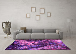 Machine Washable Oriental Pink Industrial Rug in a Living Room, wshurb2124pnk