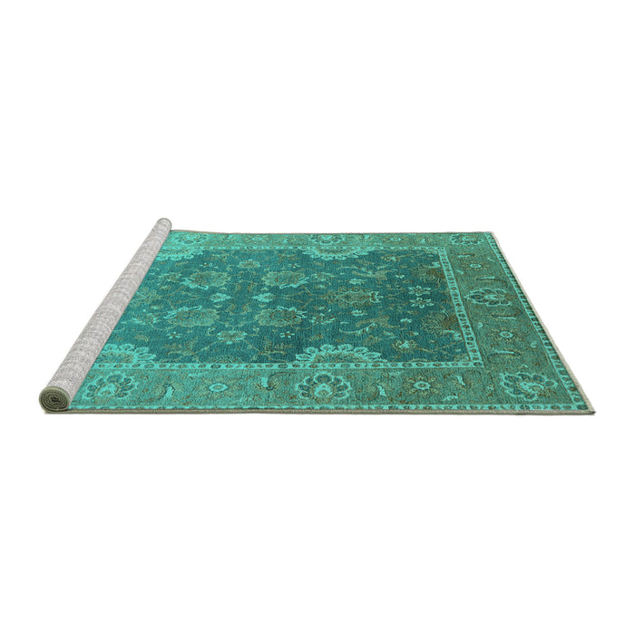 Sideview of Machine Washable Oriental Turquoise Industrial Area Rugs, wshurb2125turq