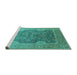 Sideview of Machine Washable Oriental Turquoise Industrial Area Rugs, wshurb2125turq