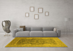 Machine Washable Oriental Yellow Industrial Rug in a Living Room, wshurb2125yw