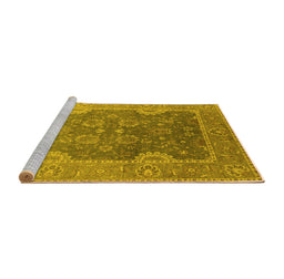 Sideview of Machine Washable Oriental Yellow Industrial Rug, wshurb2125yw