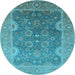 Round Oriental Light Blue Industrial Rug, urb2125lblu