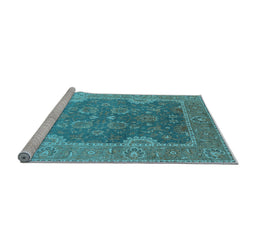 Sideview of Machine Washable Oriental Light Blue Industrial Rug, wshurb2125lblu