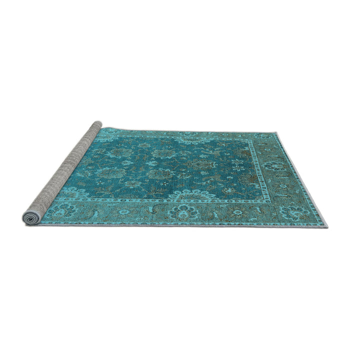 Sideview of Machine Washable Oriental Light Blue Industrial Rug, wshurb2125lblu