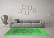 Machine Washable Oriental Emerald Green Industrial Area Rugs in a Living Room,, wshurb2125emgrn