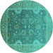 Round Oriental Turquoise Industrial Rug, urb2125turq