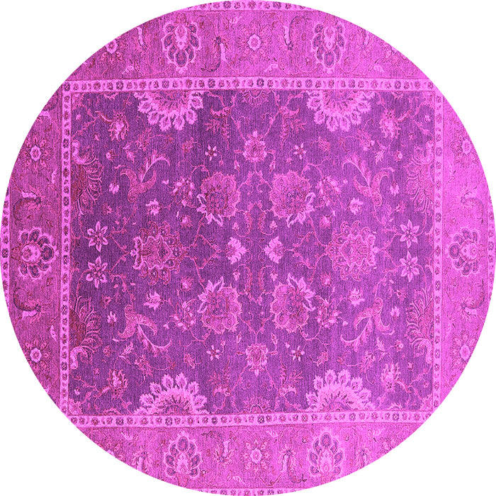Round Machine Washable Oriental Pink Industrial Rug, wshurb2125pnk