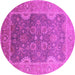 Round Machine Washable Oriental Pink Industrial Rug, wshurb2125pnk