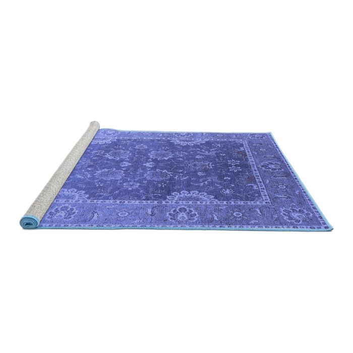 Sideview of Machine Washable Oriental Blue Industrial Rug, wshurb2125blu