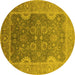 Round Oriental Yellow Industrial Rug, urb2125yw