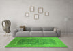 Machine Washable Oriental Green Industrial Area Rugs in a Living Room,, wshurb2125grn