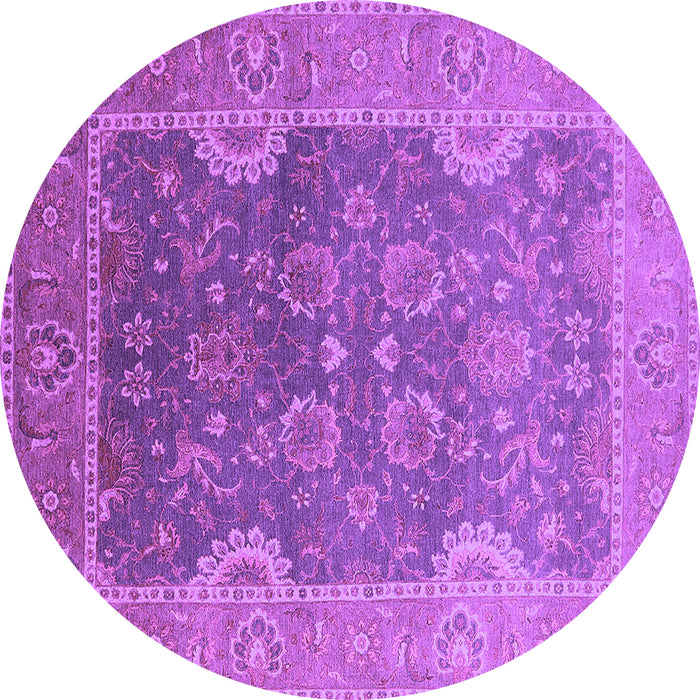 Round Machine Washable Oriental Purple Industrial Area Rugs, wshurb2125pur