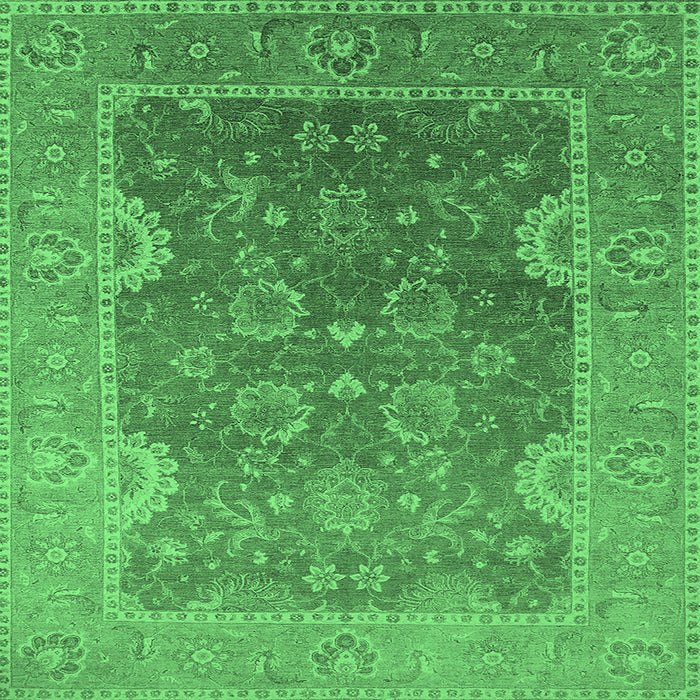 Square Machine Washable Oriental Emerald Green Industrial Area Rugs, wshurb2125emgrn
