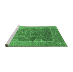 Sideview of Machine Washable Oriental Emerald Green Industrial Area Rugs, wshurb2125emgrn