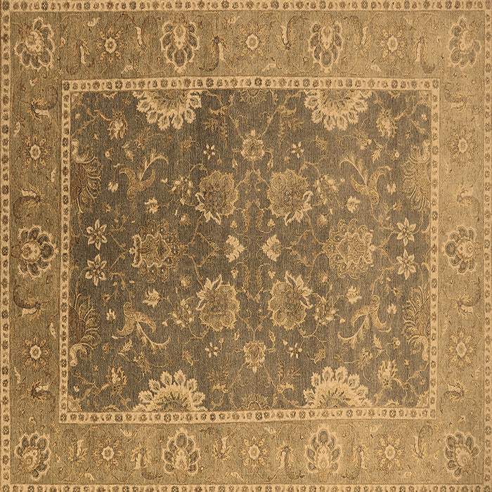 Square Machine Washable Oriental Brown Industrial Rug, wshurb2125brn