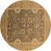 Round Oriental Brown Industrial Rug, urb2125brn