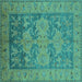 Square Oriental Turquoise Industrial Rug, urb2126turq