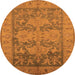 Round Machine Washable Oriental Orange Industrial Area Rugs, wshurb2126org