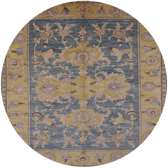 Round Mid-Century Modern Puce Purple Oriental Rug, urb2126