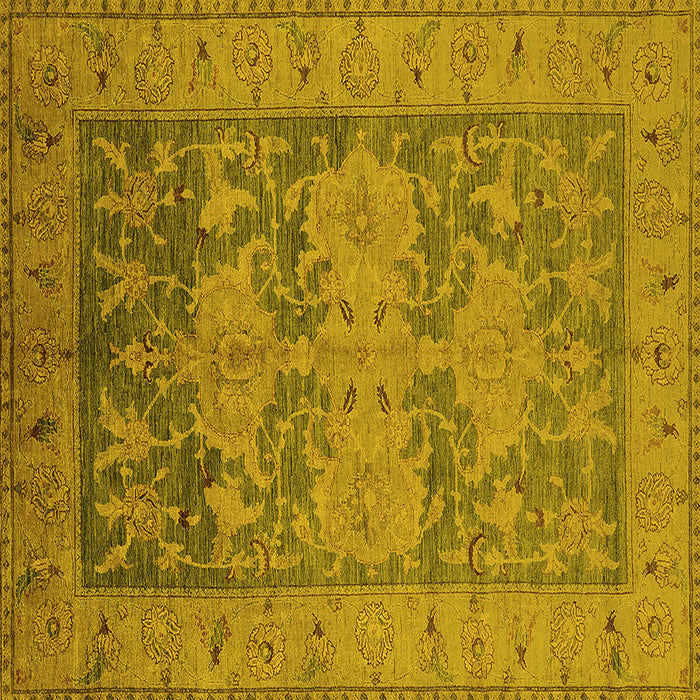 Square Machine Washable Oriental Yellow Industrial Rug, wshurb2126yw