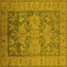 Square Machine Washable Oriental Yellow Industrial Rug, wshurb2126yw