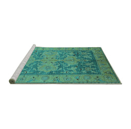 Sideview of Machine Washable Oriental Turquoise Industrial Area Rugs, wshurb2126turq