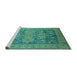 Sideview of Machine Washable Oriental Turquoise Industrial Area Rugs, wshurb2126turq