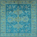 Square Machine Washable Oriental Light Blue Industrial Rug, wshurb2126lblu