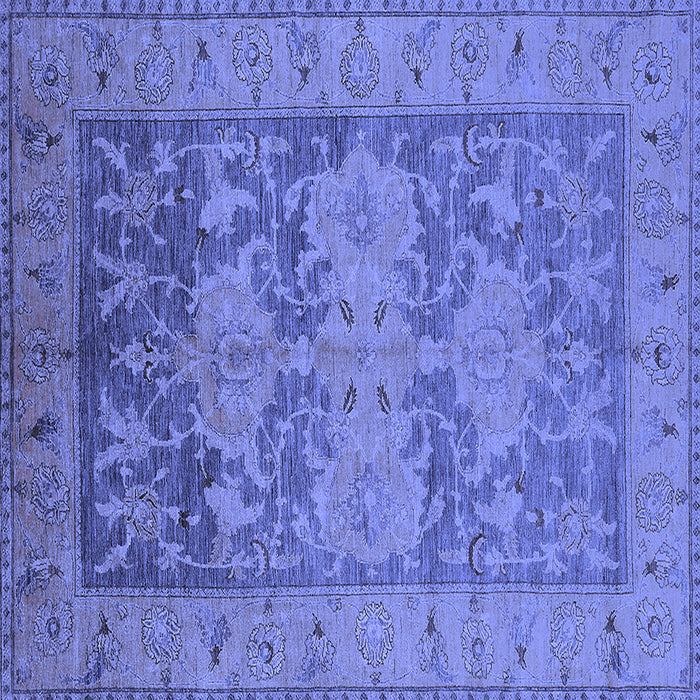 Square Machine Washable Oriental Blue Industrial Rug, wshurb2126blu