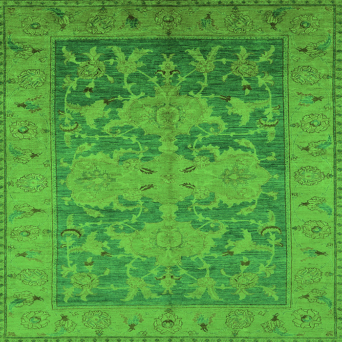 Square Machine Washable Oriental Green Industrial Area Rugs, wshurb2126grn