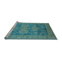 Sideview of Machine Washable Oriental Light Blue Industrial Rug, wshurb2126lblu