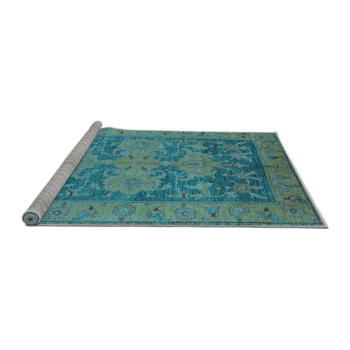 Sideview of Machine Washable Oriental Light Blue Industrial Rug, wshurb2126lblu