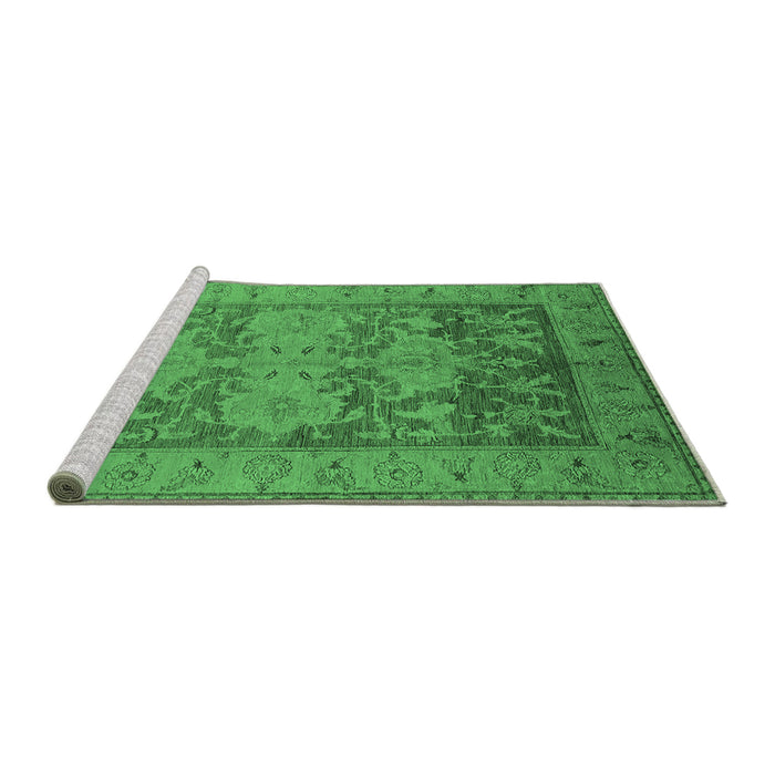 Sideview of Machine Washable Oriental Emerald Green Industrial Area Rugs, wshurb2126emgrn
