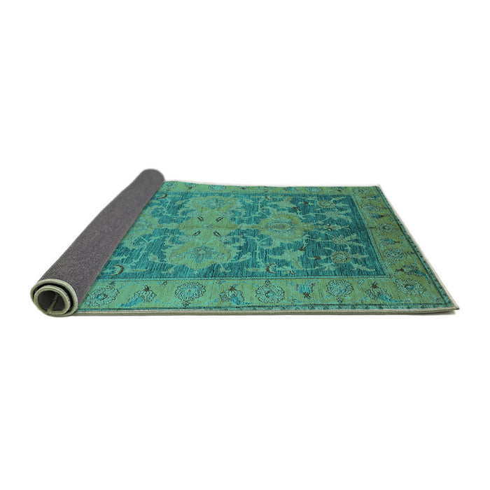 Sideview of Oriental Turquoise Industrial Rug, urb2126turq