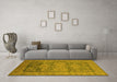 Machine Washable Oriental Yellow Industrial Rug in a Living Room, wshurb2126yw