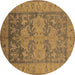 Round Oriental Brown Industrial Rug, urb2126brn