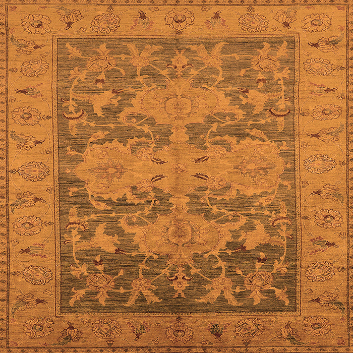 Square Machine Washable Oriental Orange Industrial Area Rugs, wshurb2126org