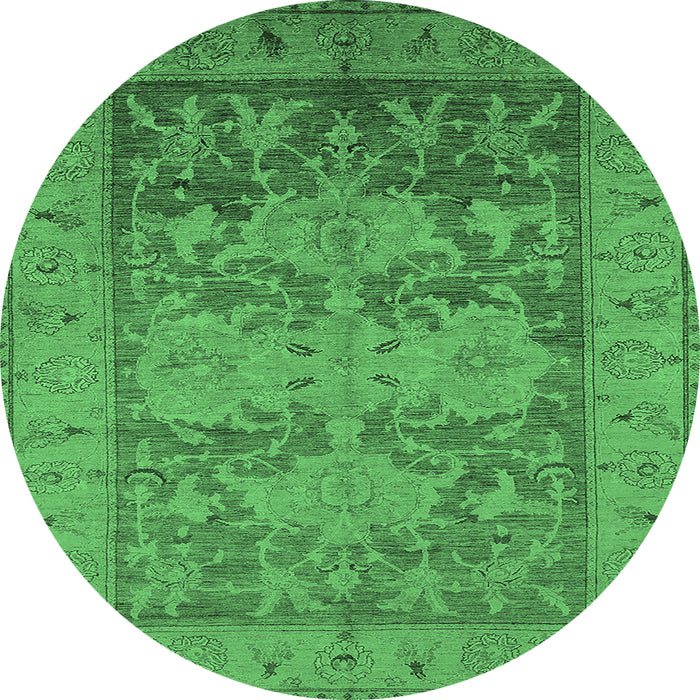 Round Oriental Emerald Green Industrial Rug, urb2126emgrn