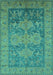 Machine Washable Oriental Turquoise Industrial Area Rugs, wshurb2126turq