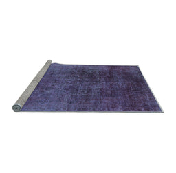 Sideview of Machine Washable Oriental Light Blue Industrial Rug, wshurb2127lblu