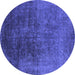 Round Oriental Blue Industrial Rug, urb2127blu